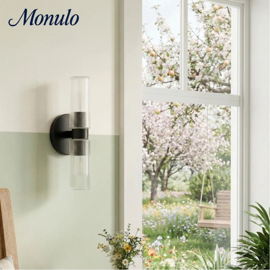 Wandlamp met dubbele geribbelde glazen buizen – hedendaagse wandverlichting voor hal en entree | Sansoti