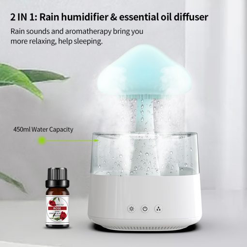 Cloud Humidifier with LED Night Light and Aromatherapy Function for Bedroom, Children's Room, or Workspace | Sansoti