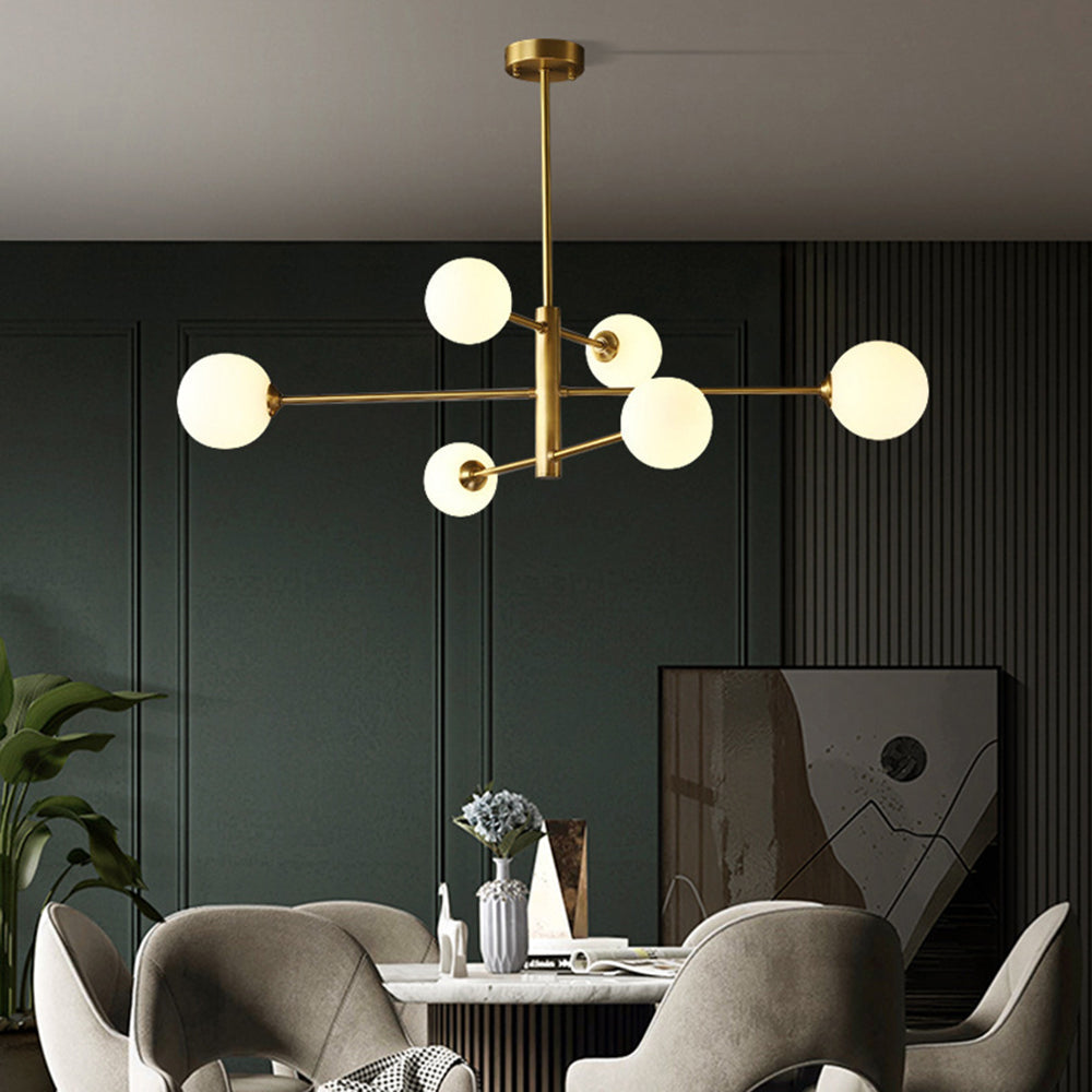 Hanglamp Glas Bollen Modern Zwart Koper 6/8-Lichts G9 Verlichting | Sansoti