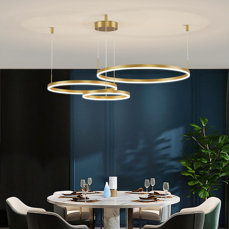 Hängeleuchte Ring LED Rund Metall Schwarz Gold Kaffee Dimmbar Wohnzimmer Schlafzimmer Esszimmer | Restfield