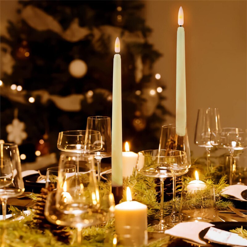 LED Kaars Staand Kunststof 27,5 cm Dimbaar Afstandsbediening Timer Vlamloze Sfeerverlichting Kroonluchter Tafel Decoratie Batterij | Sansoti