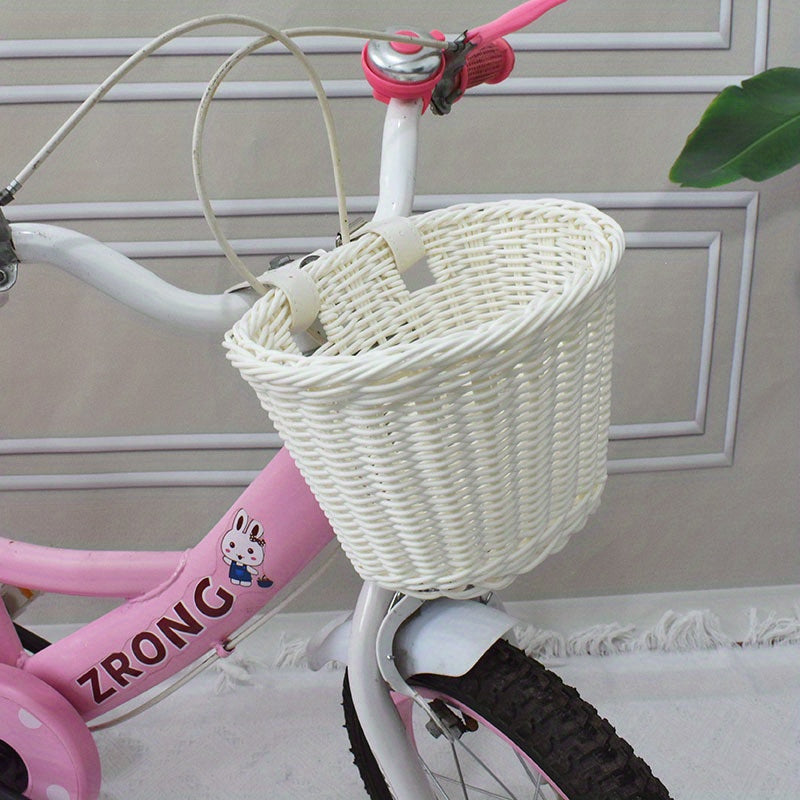 Fietsmand Kinderen Plastic Riet Roze Stuur Fietsmand Handgeweven Opbergmand Voor Kinderfiets | Sansoti