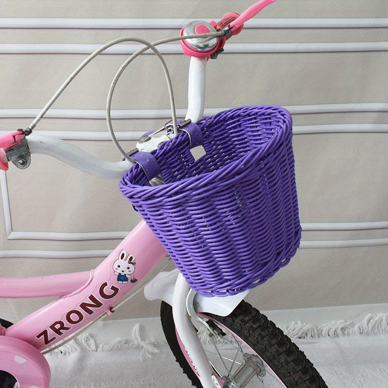 Fietsmand Kinderen Plastic Riet Roze Stuur Fietsmand Handgeweven Opbergmand Voor Kinderfiets | Sansoti