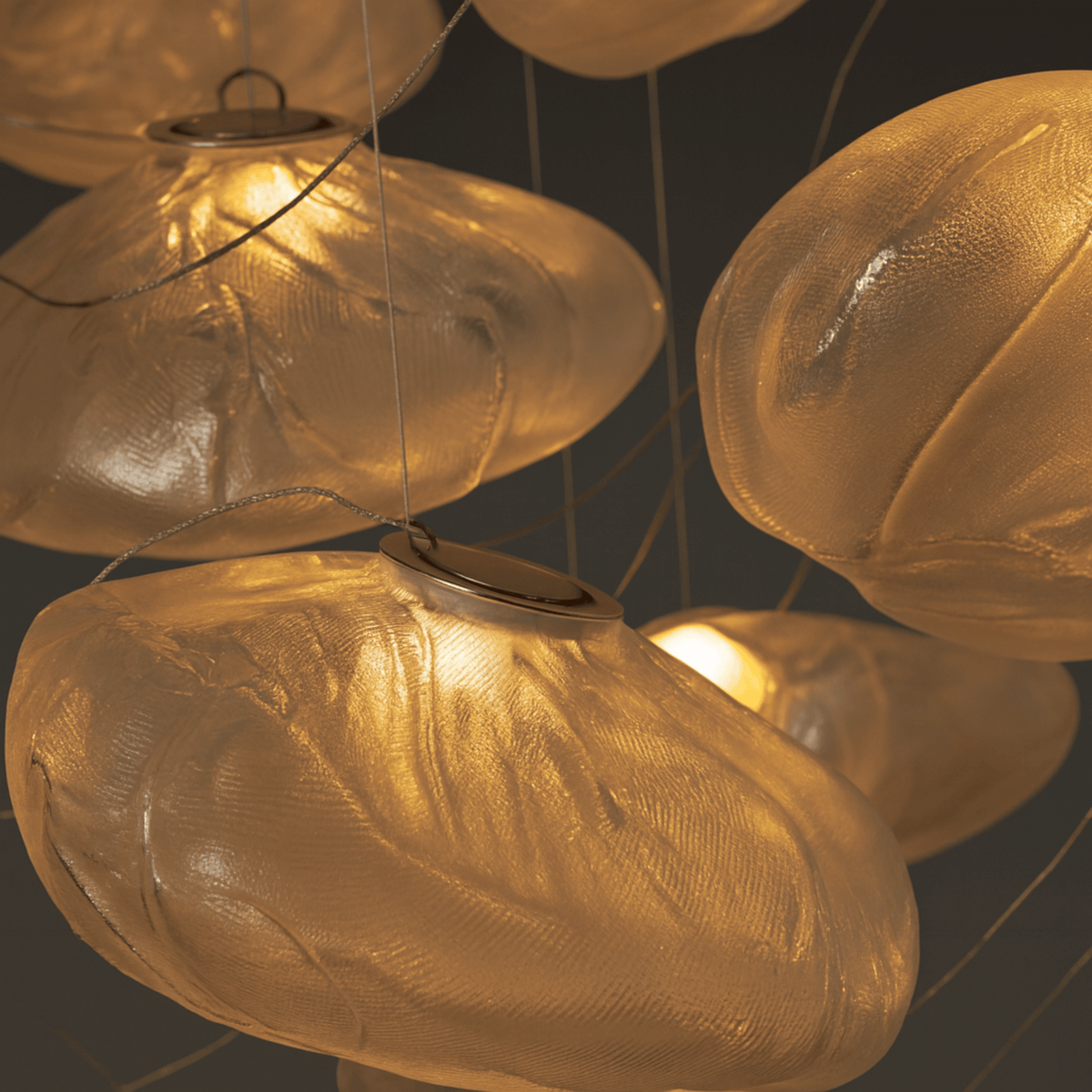 Glazen Hanglamp Wolkvorm Ø20-40cm Rookgrijs Amber Helder LED G9 Verstelbaar Scandinavisch Design Eetkamer | Sansoti