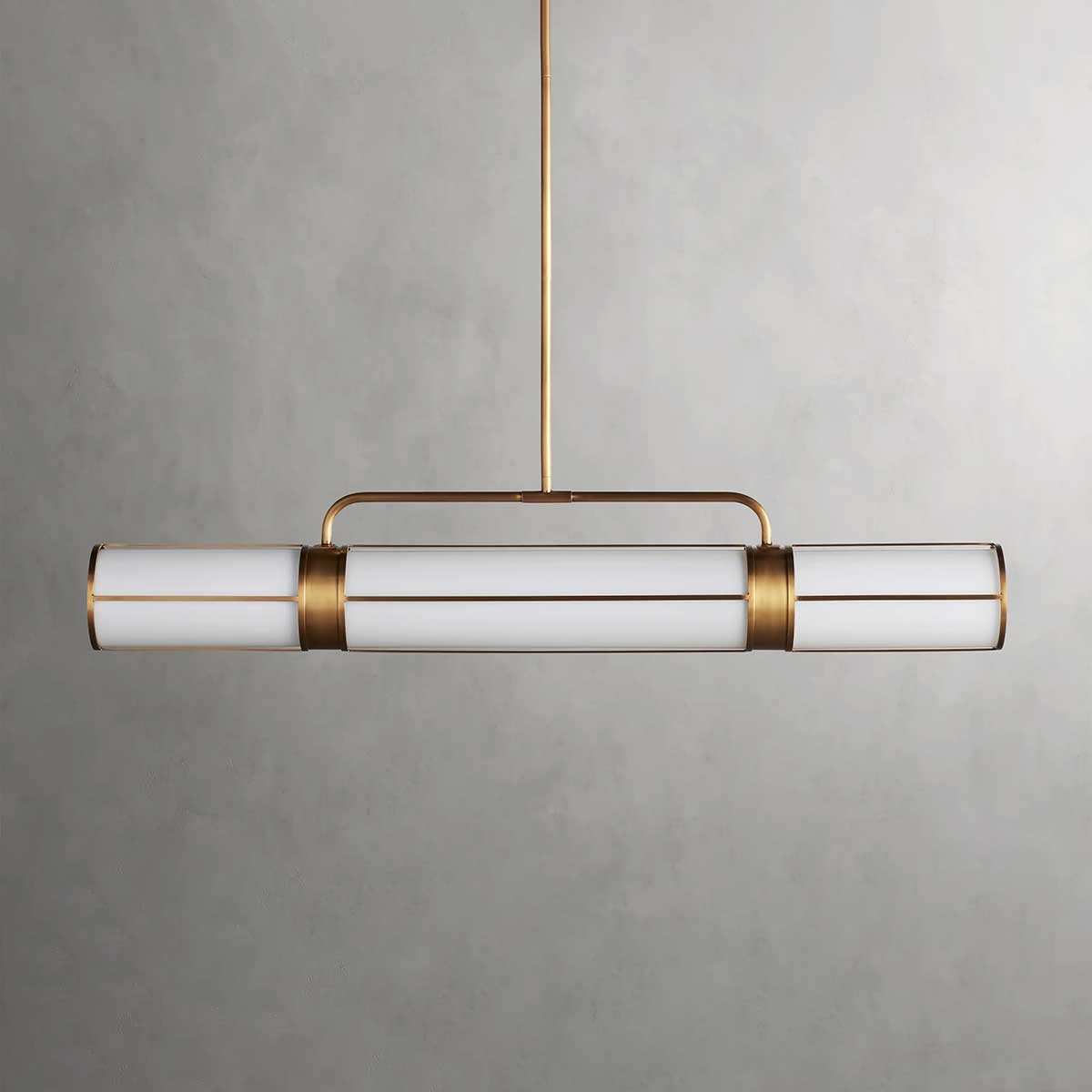 Suspension linéaire en verre opalin, 54-72 cm, laiton bronze, pour table à manger et îlot de cuisine, design industriel réglable | Sansoti