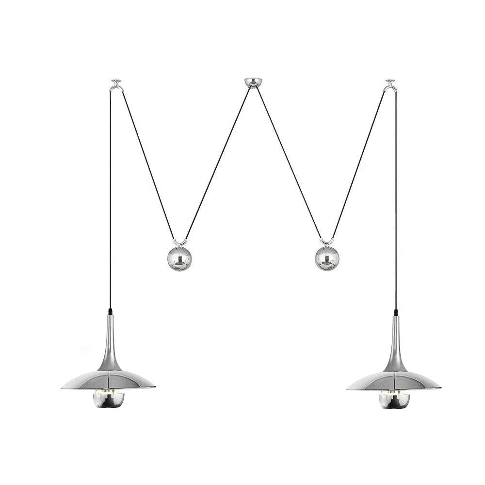 Verstelbare Hanglamp met Tegengewicht — Industriële Metalen Pendellamp in Chroom of Goud | Sansoti