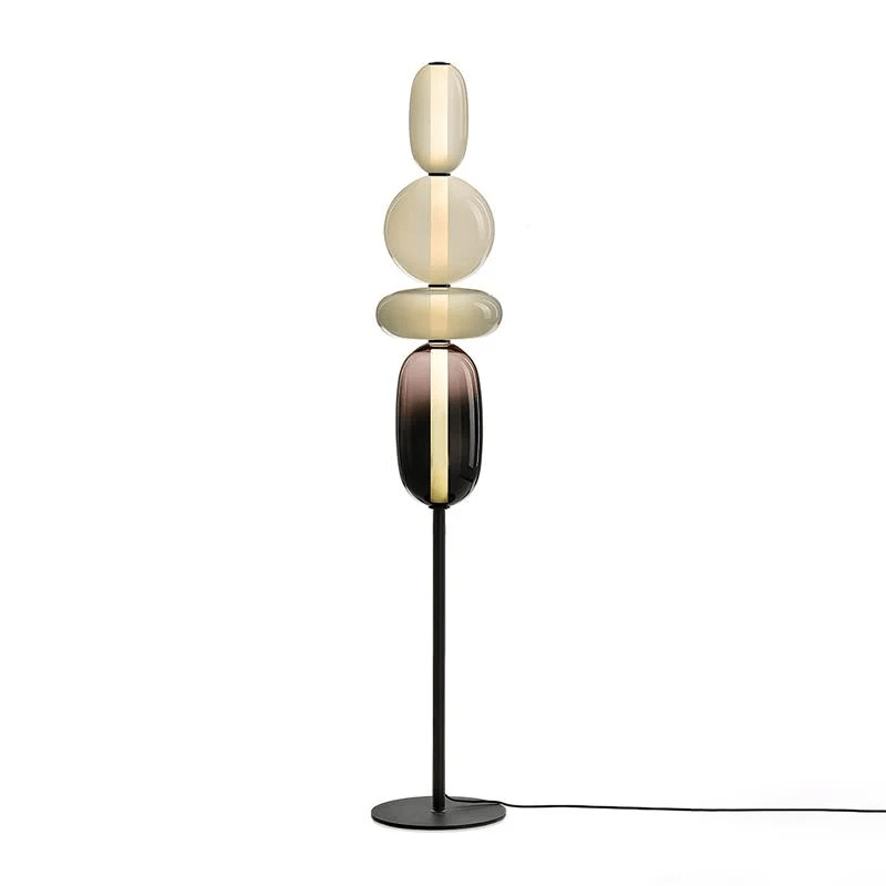 Handgeblazen Glazen Vloerlamp met Artistieke Glasclusters – Decoratief Stijlicoon met Geïntegreerde LED – Verkrijgbaar in Twee Hoogtes | Sansoti