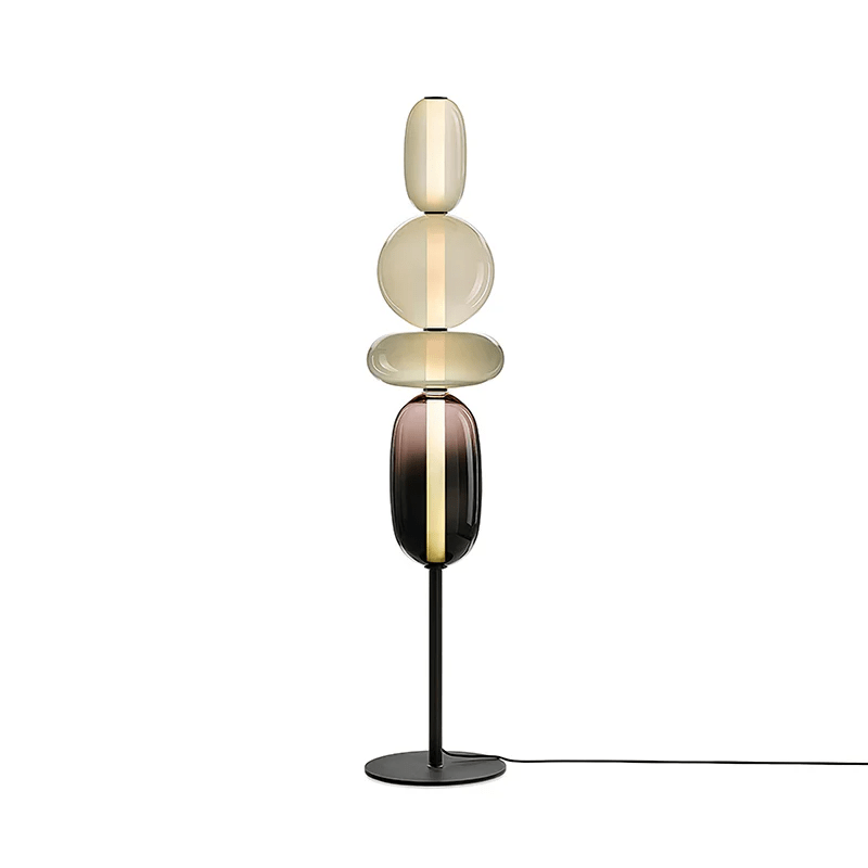 Handgeblazen Glazen Vloerlamp met Artistieke Glasclusters – Decoratief Stijlicoon met Geïntegreerde LED – Verkrijgbaar in Twee Hoogtes | Sansoti