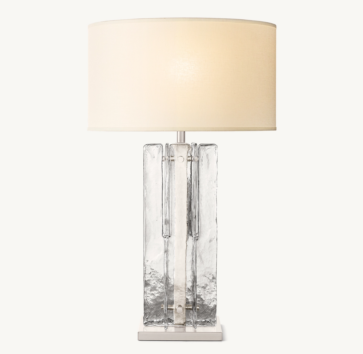 Geometrische Glazen Tafellamp met Linnen Kap 76cm Hoog Warm Wit Licht voor Woonkamer Slaapkamer Sfeervol Design | Sansoti
