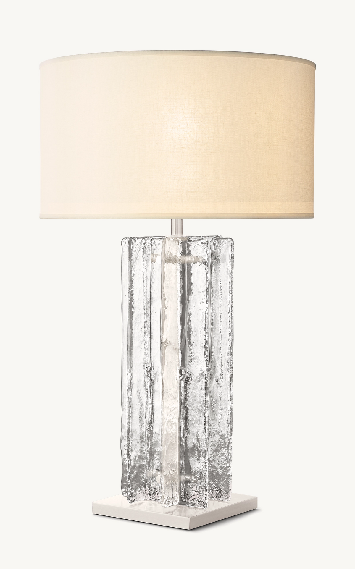 Geometrische Glazen Tafellamp met Linnen Kap 76cm Hoog Warm Wit Licht voor Woonkamer Slaapkamer Sfeervol Design | Sansoti