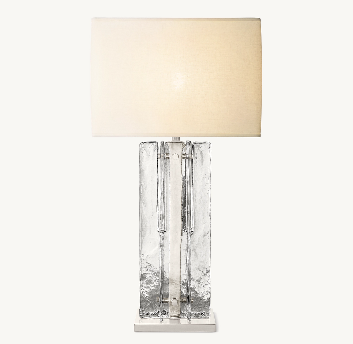 Geometrische Glazen Tafellamp met Linnen Kap 76cm Hoog Warm Wit Licht voor Woonkamer Slaapkamer Sfeervol Design | Sansoti