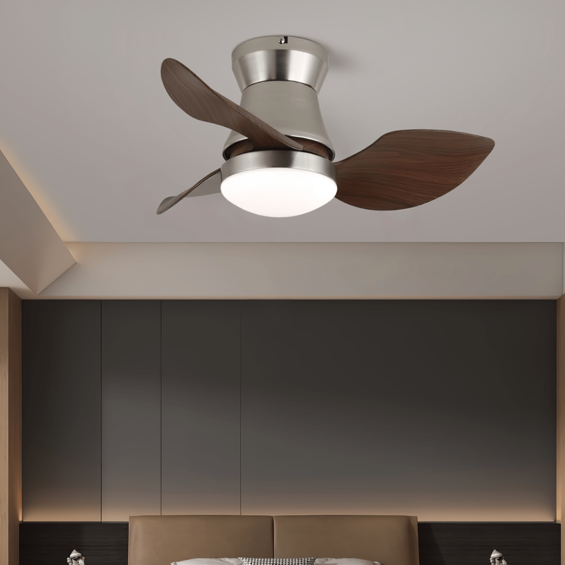 Moderne Plafondventilator met Verlichting – Hout & Metaal ø60×30cm | Sansoti
