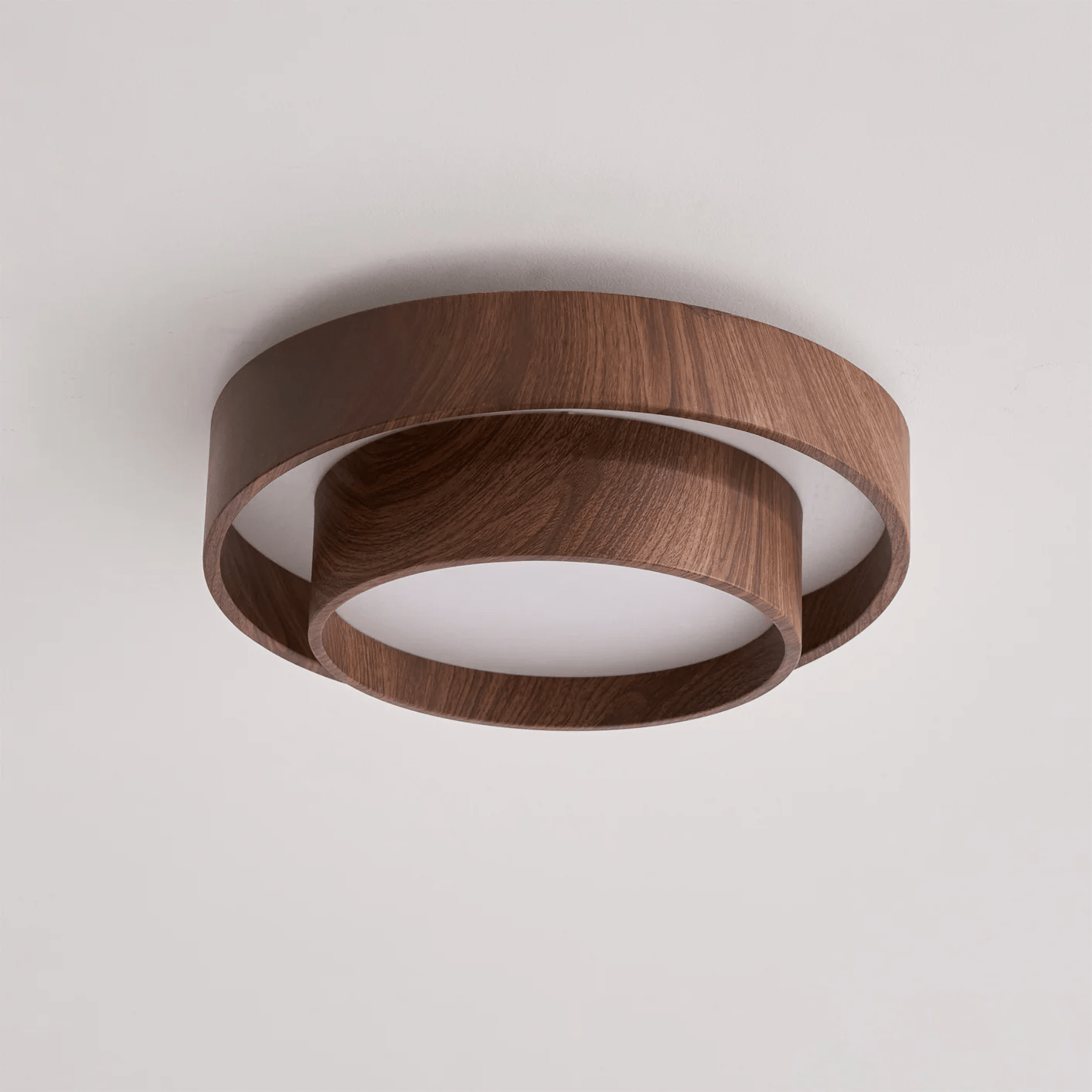 LED-Deckenleuchte Holzoptik Walnuss Japandi Wohnzimmer Schlafzimmer Runde Deckenleuchte Moderne Beleuchtung Holzmaserung Optik | Restfield