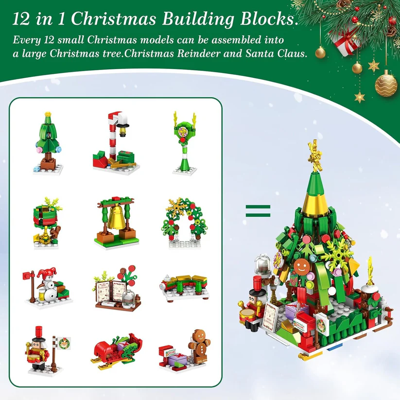 Adventskalender Bouwblokken 24 Dagen Kerstdorp Winterthema Creatief Constructiespeelgoed Kerst December Kinderen | Sansoti
