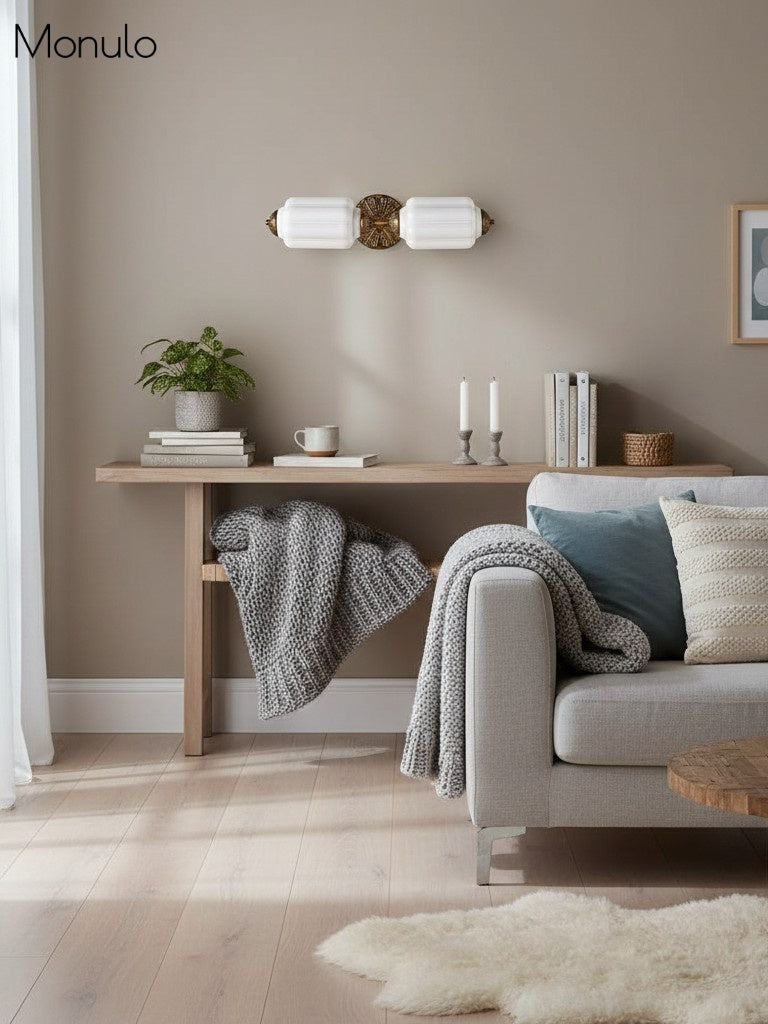 Vintage Glazen Wandlamp Horizontaal Model Eloise Lichtbron voor Woonkamer en Gang | Sansoti