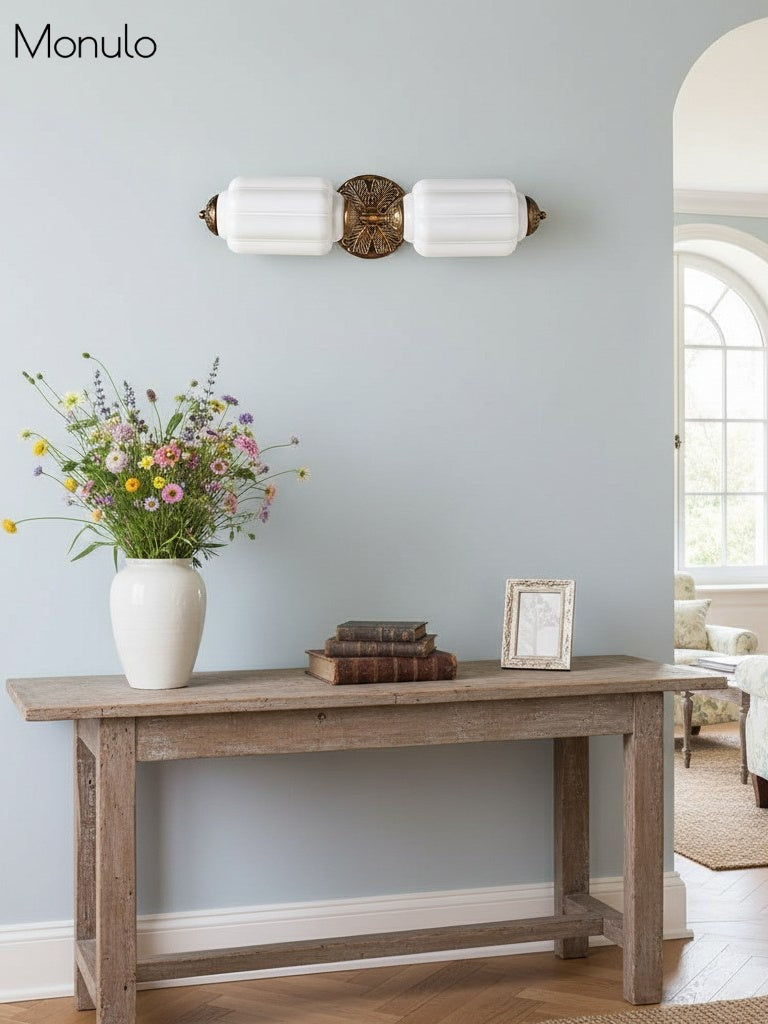 Vintage Glazen Wandlamp Horizontaal Model Eloise Lichtbron voor Woonkamer en Gang | Sansoti