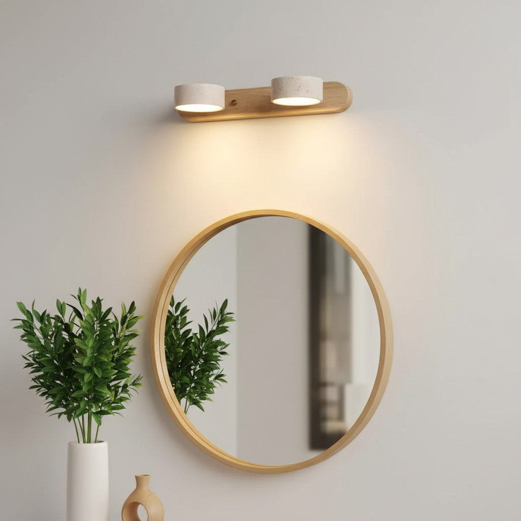 Verstelbare Wandlamp Travertijn & Hout – 2/3/4 Lichtpunten Warm Licht Sconce | Sansoti