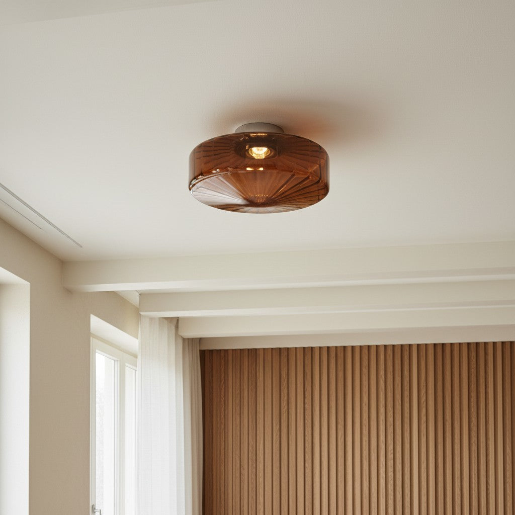 Vintage Geribbeld Glazen Plafondlamp Groen – Klassieke Verlichting voor Eetkamer, Entree & Gang | Sansoti