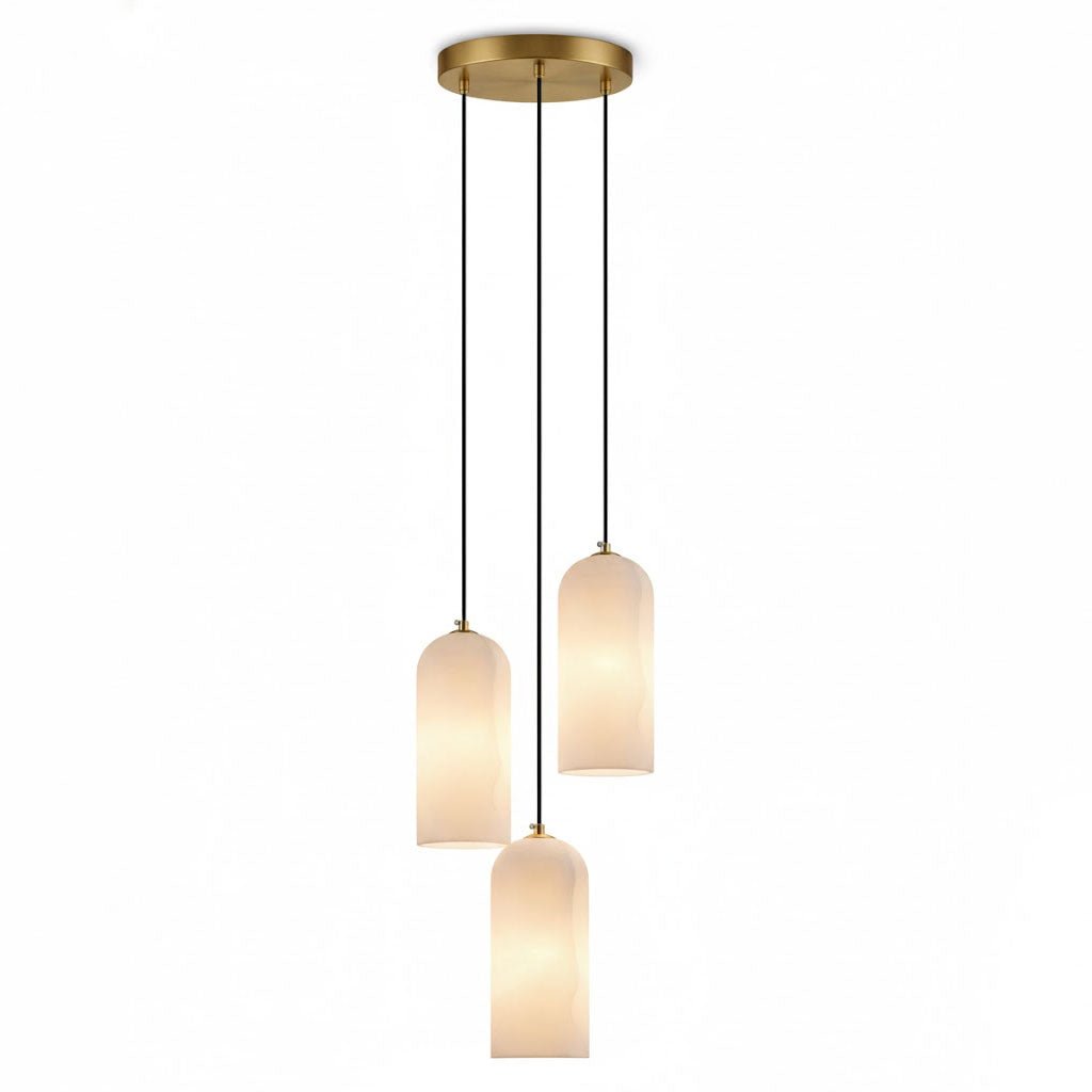 Alabasten Hanglamp met Gevlochten Snoer – Natuursteen Verlichting van Enkel Lichtpunt tot 21-Lichts Cluster – Mid-Century Modern Stijl Eetkamer Hanglamp met E12/E14 Fitting | Sansoti