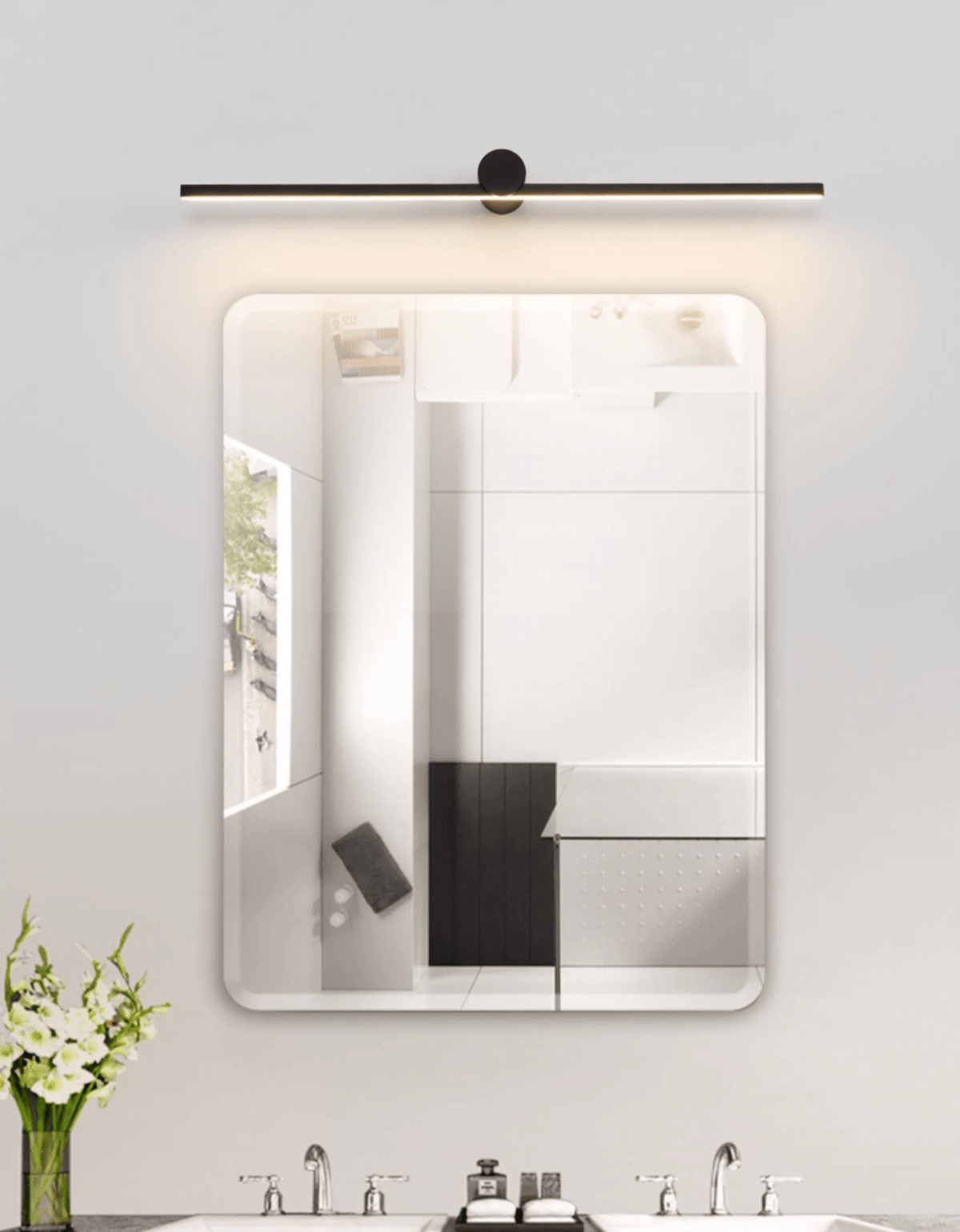 Rechargeable LED wall lamp with remote control, touch sensor, dimmable, 60-120cm, matte black, ambient wall lighting | Sansoti