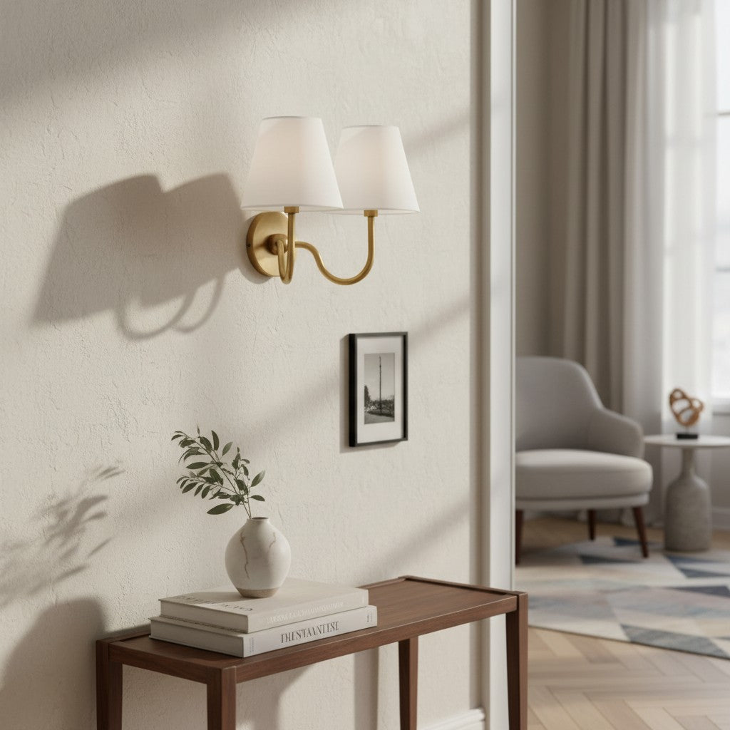 Wandlamp met Geplisseerde Stoffen Kap – Klassieke Verlichting voor Slaapkamer en Woonkamer | Sansoti