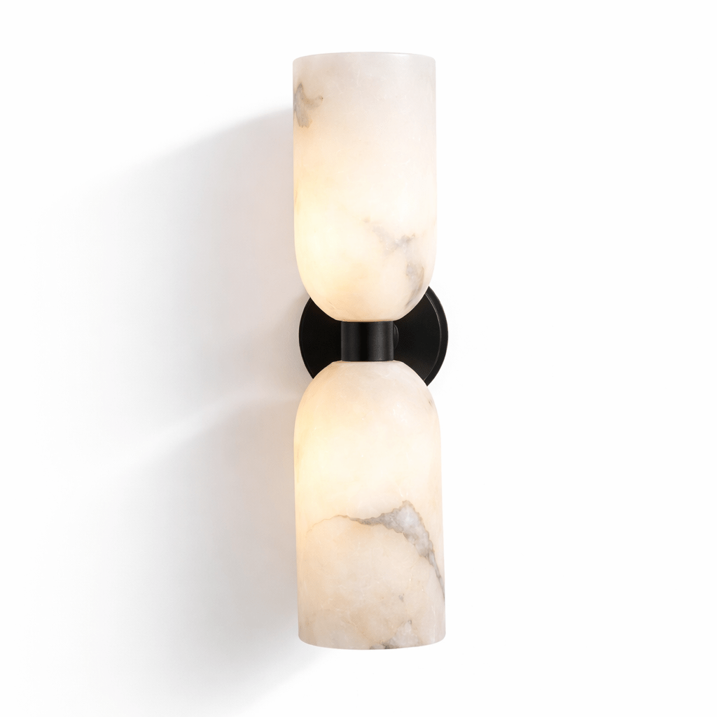 Alabasten Wandlamp met Messing — Dubbele Lichtschijven en Centrale Metalen Ster | Sansoti