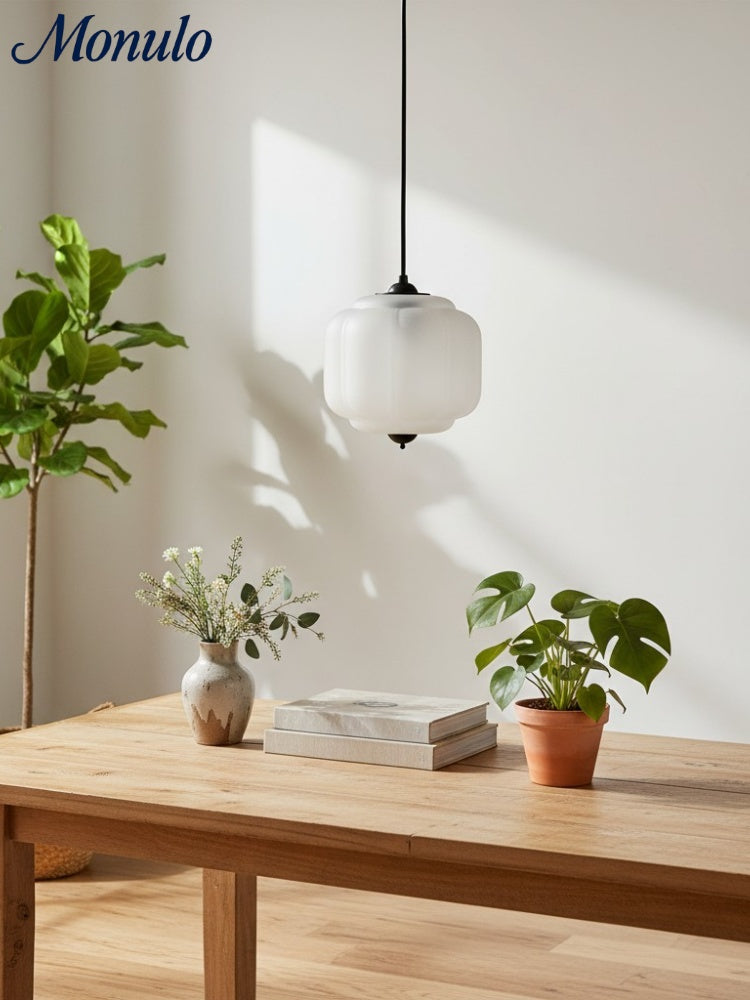 Vintage Kroonluchter met Crèmekleurige Glazen Kappen – Hanglamp in Retro-Stijl voor Eetkamer & Woonkamer | Sansoti