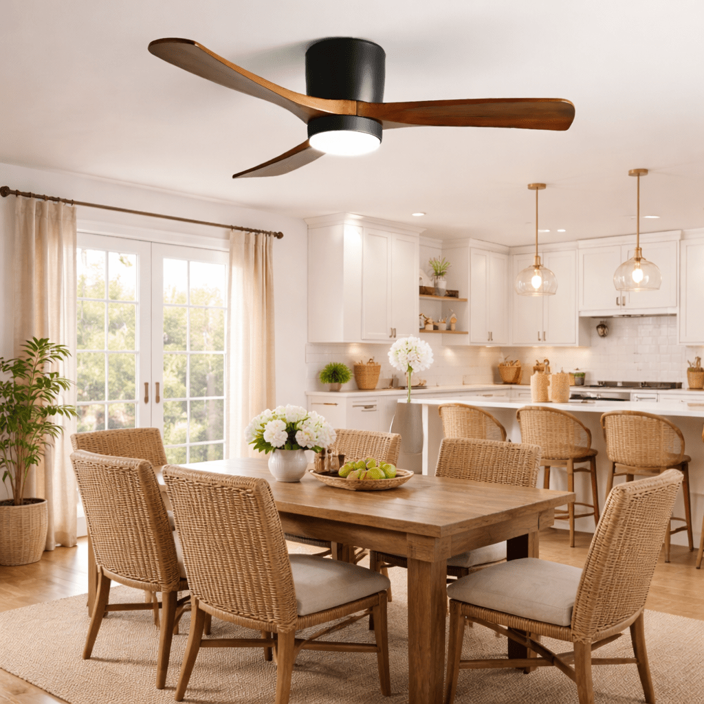 Ventilateur de plafond avec éclairage LED et pales en bois – Design scandinave | Restfield