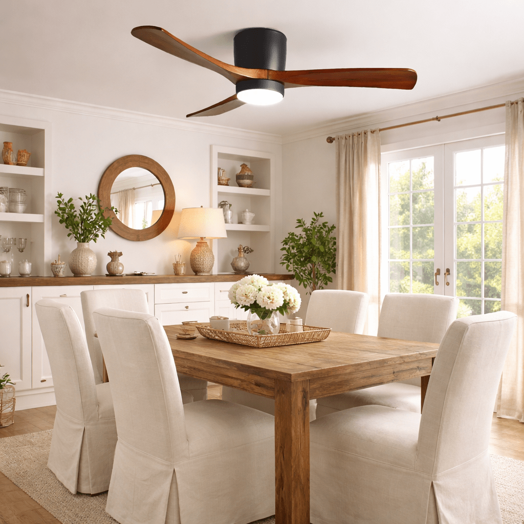 Ventilateur de plafond avec éclairage LED et pales en bois – Design scandinave | Restfield