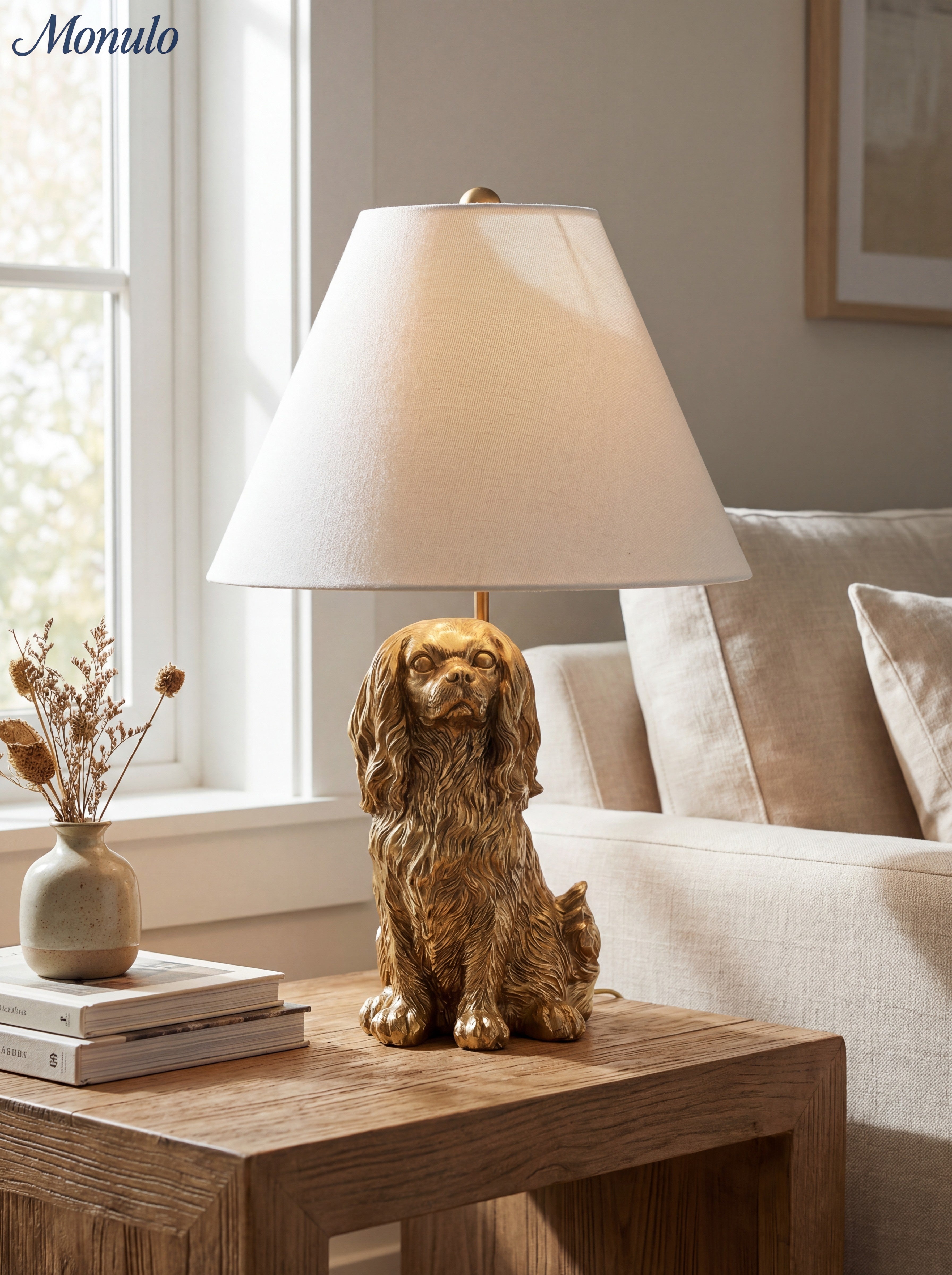 Dierenfiguur Tafellamp met Katoenen Kap – Klassieke Nachtkastlamp met Dierenmotief | Sansoti