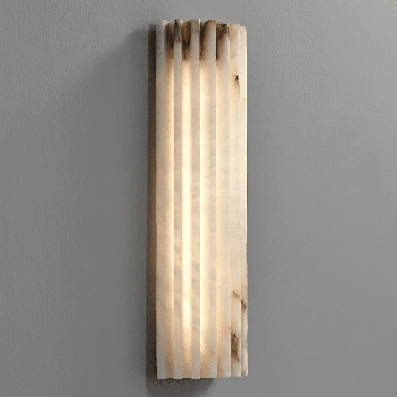 Alabaster Wandlamp Natuursteen – Geribbeld Design – Warm Licht – Scandinavische Stijl | Sansoti