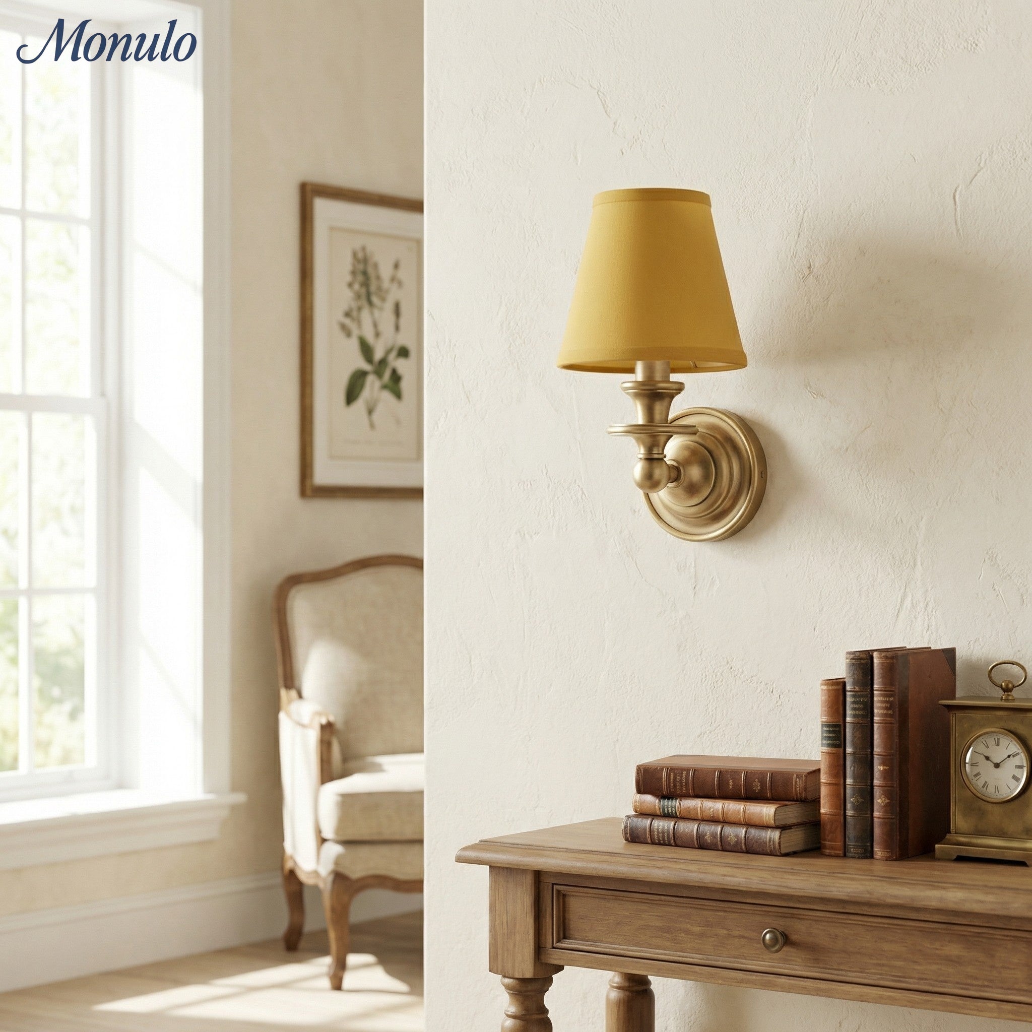 Wandlamp met stoffen kap en zwanenhalsarm – smeedijzeren armatuur met verstelbare leeslamp | Sansoti