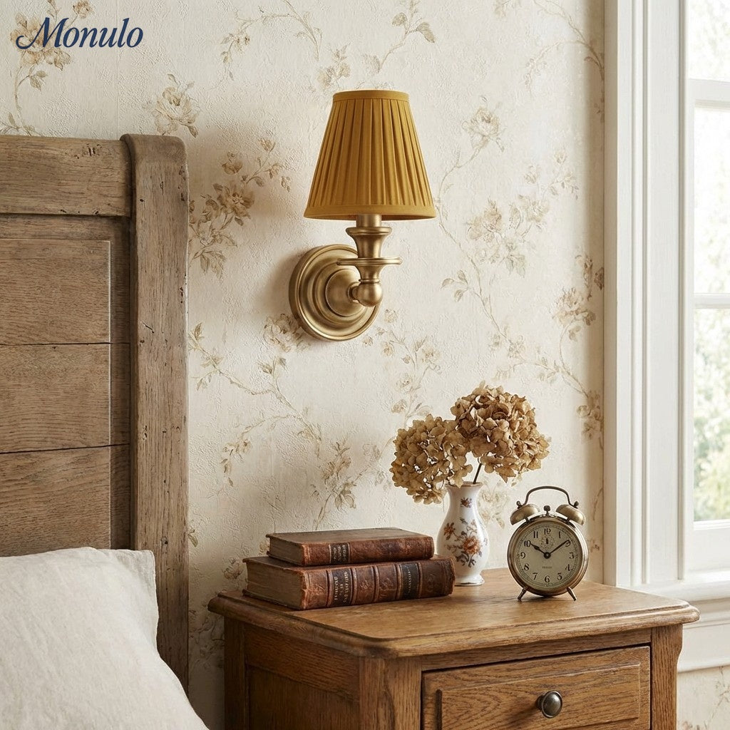 Wandlamp met stoffen kap en zwanenhalsarm – smeedijzeren armatuur met verstelbare leeslamp | Sansoti