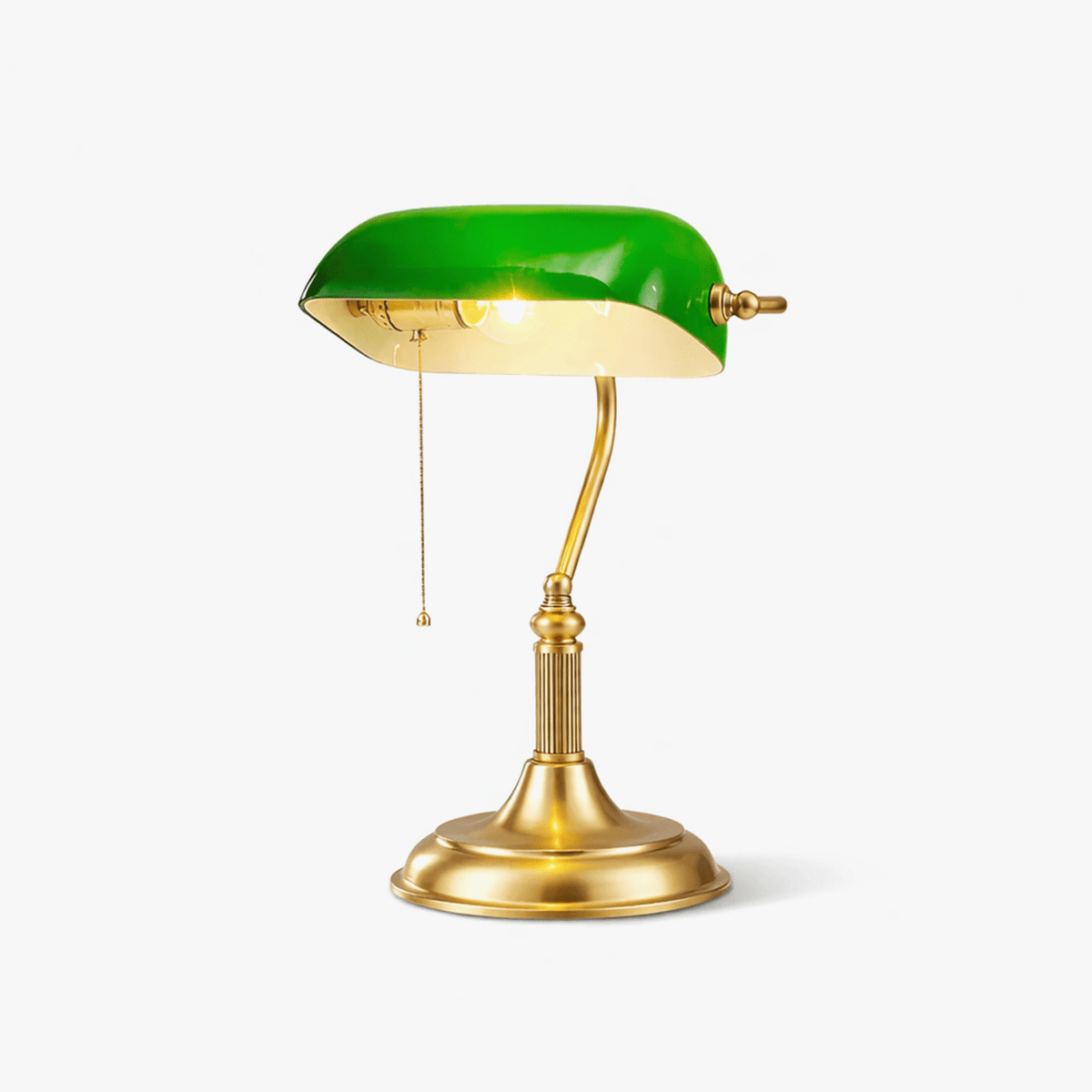 Klassieke Bureaulamp Messing met Groen Glas Tafellamp Banker Style Leeslamp voor Kantoor Studeerruimte | Sansoti