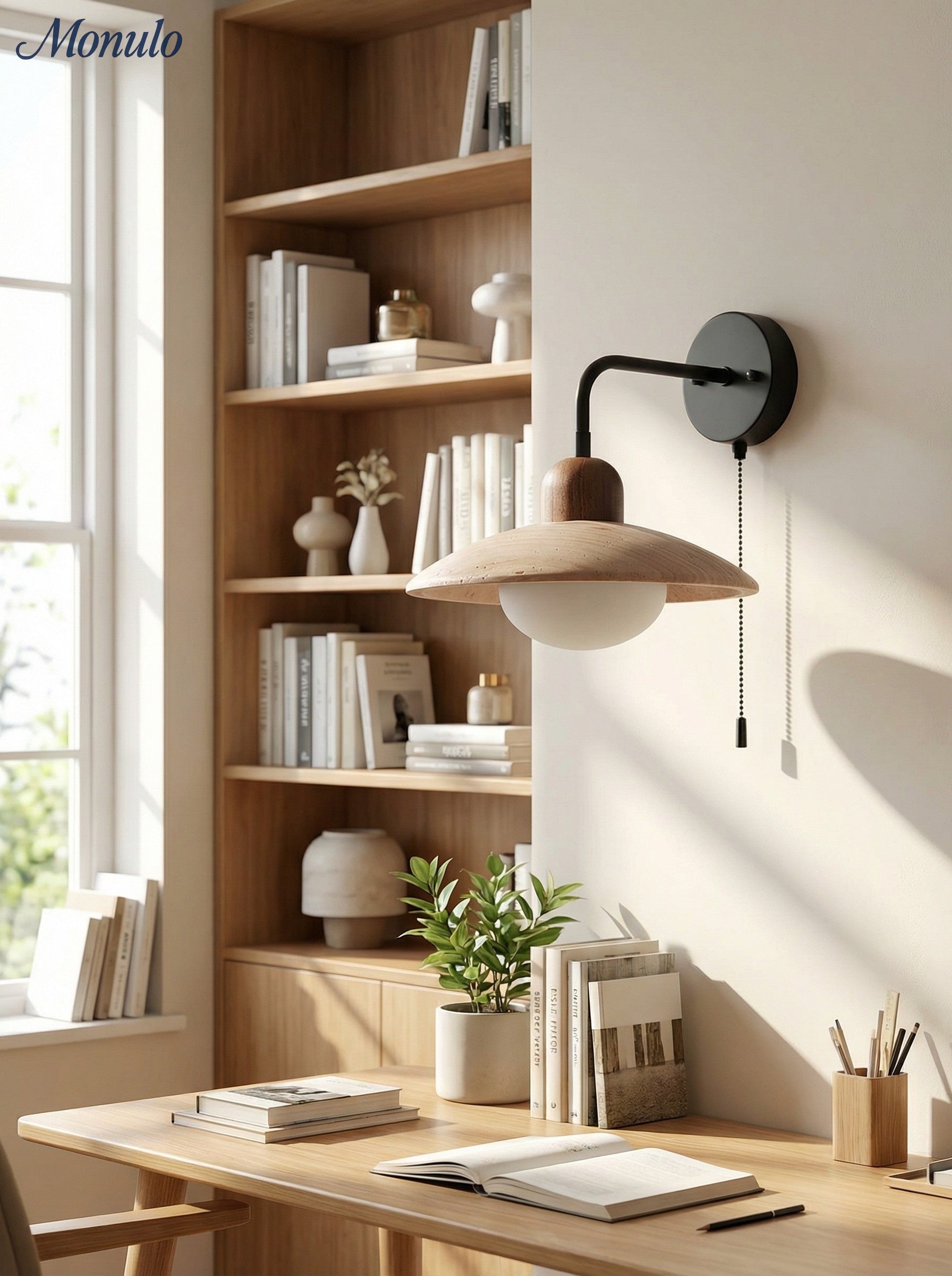 Travertijn Wandlamp Minimalistische Schijf Design Natuursteen Verlichting voor Woonkamer Slaapkamer Gang Moderne Interieur Wandverlichting met Warm Licht | Sansoti
