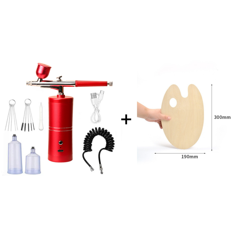 Draadloze Airbrush Pistool met 3 Verwisselbare Spuitkoppen en Oplaadbare Accu voor Modelbouw Kunst en Nail Art | Sansoti