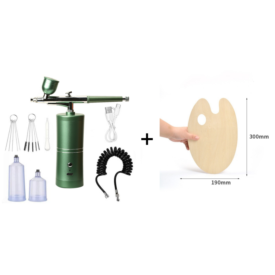 Draadloze Airbrush Pistool met 3 Verwisselbare Spuitkoppen en Oplaadbare Accu voor Modelbouw Kunst en Nail Art | Sansoti