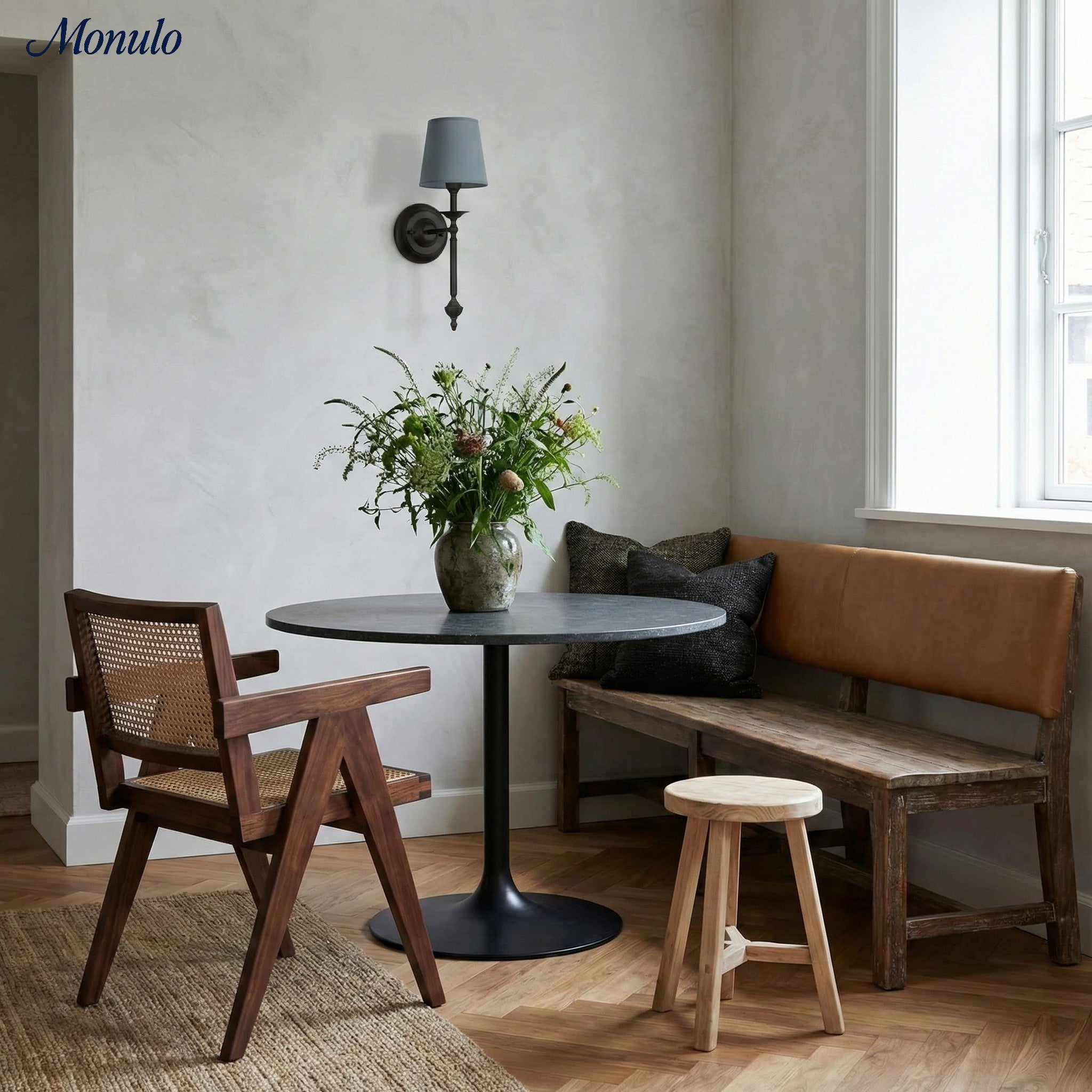 Stoffen Wandlamp met Vintage Koperen Afwerking – Sfeervolle Verlichting voor Hal, Slaapkamer en Woonkamer | Sansoti
