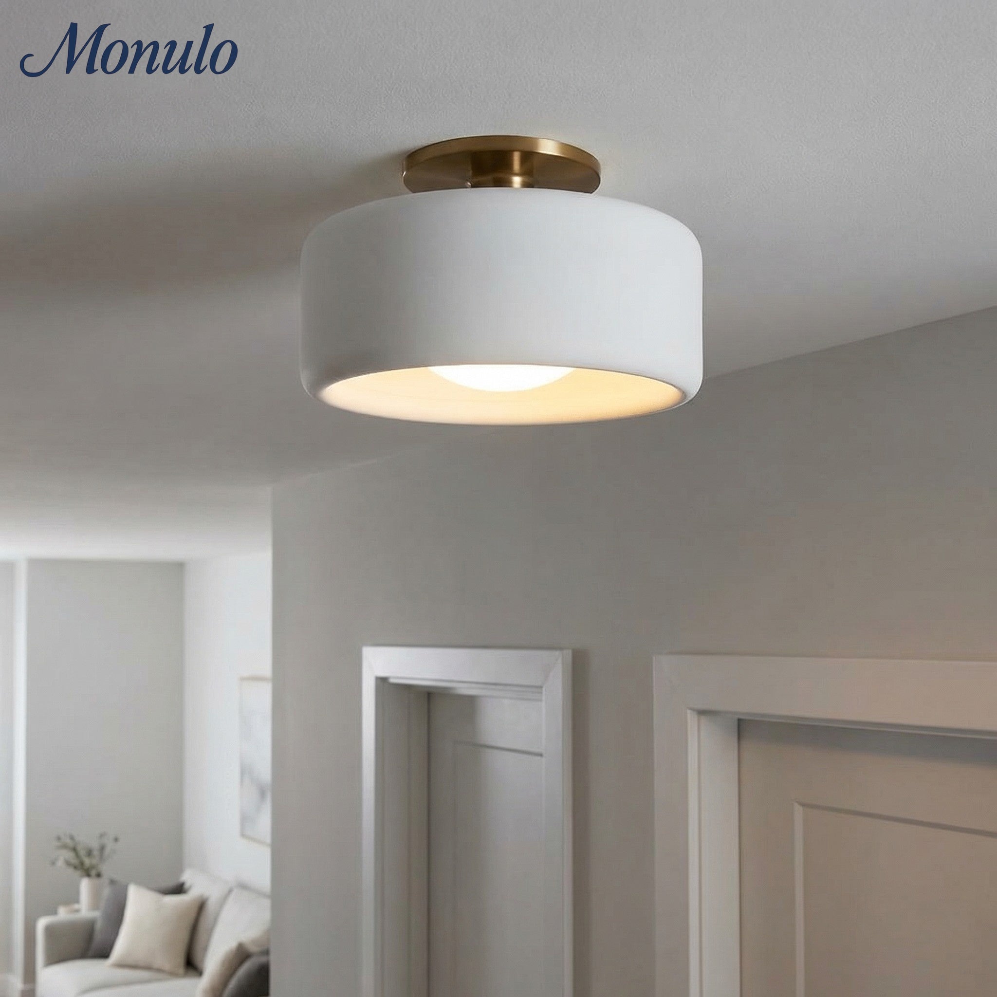 Porselein Plafondlamp Rond Modern – Zachte Sfeerverlichting voor Gang Kantoor Keuken | Sansoti