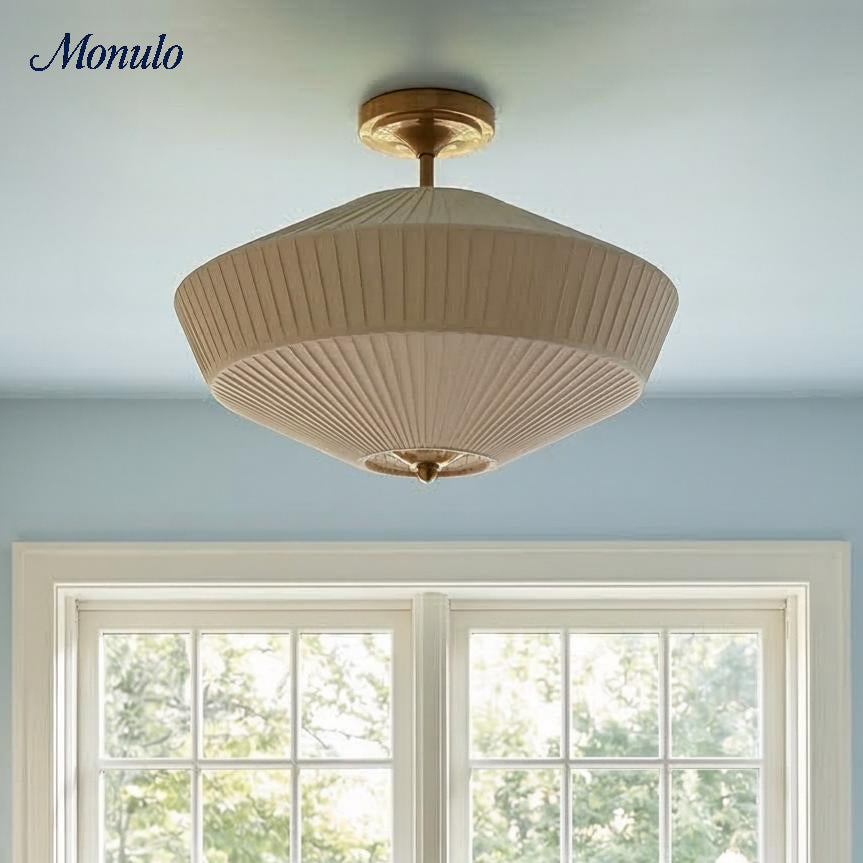 Semi-Flush Plafondlamp Metaal Stoffen Kap Gestroomlijnde Vormgeving Hedendaagse Verlichting Woonkamer Slaapkamer Scandinavisch Interieur Vintage Details | Sansoti