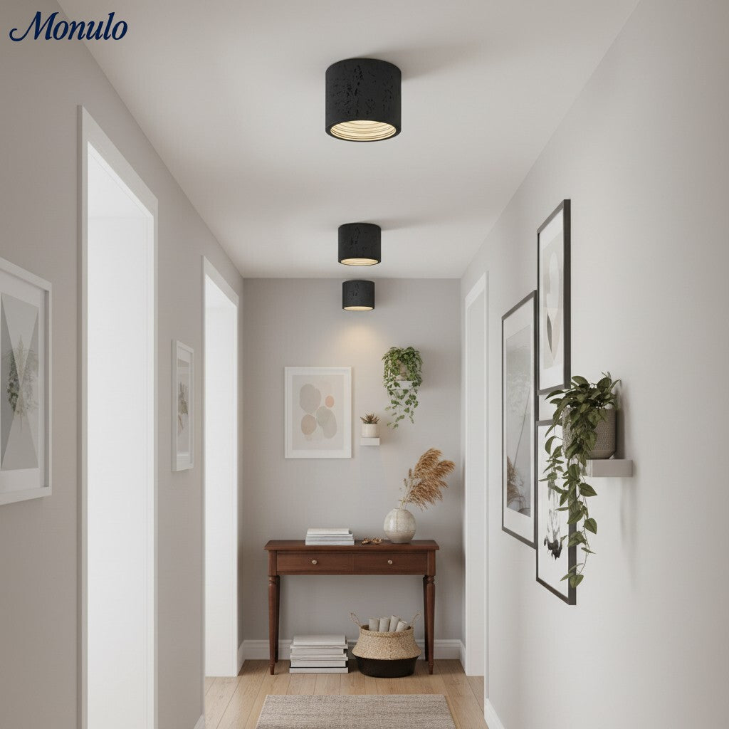 Cilindrische plafondlamp van travertijn – LED verlichting voor moderne interieurs | Sansoti