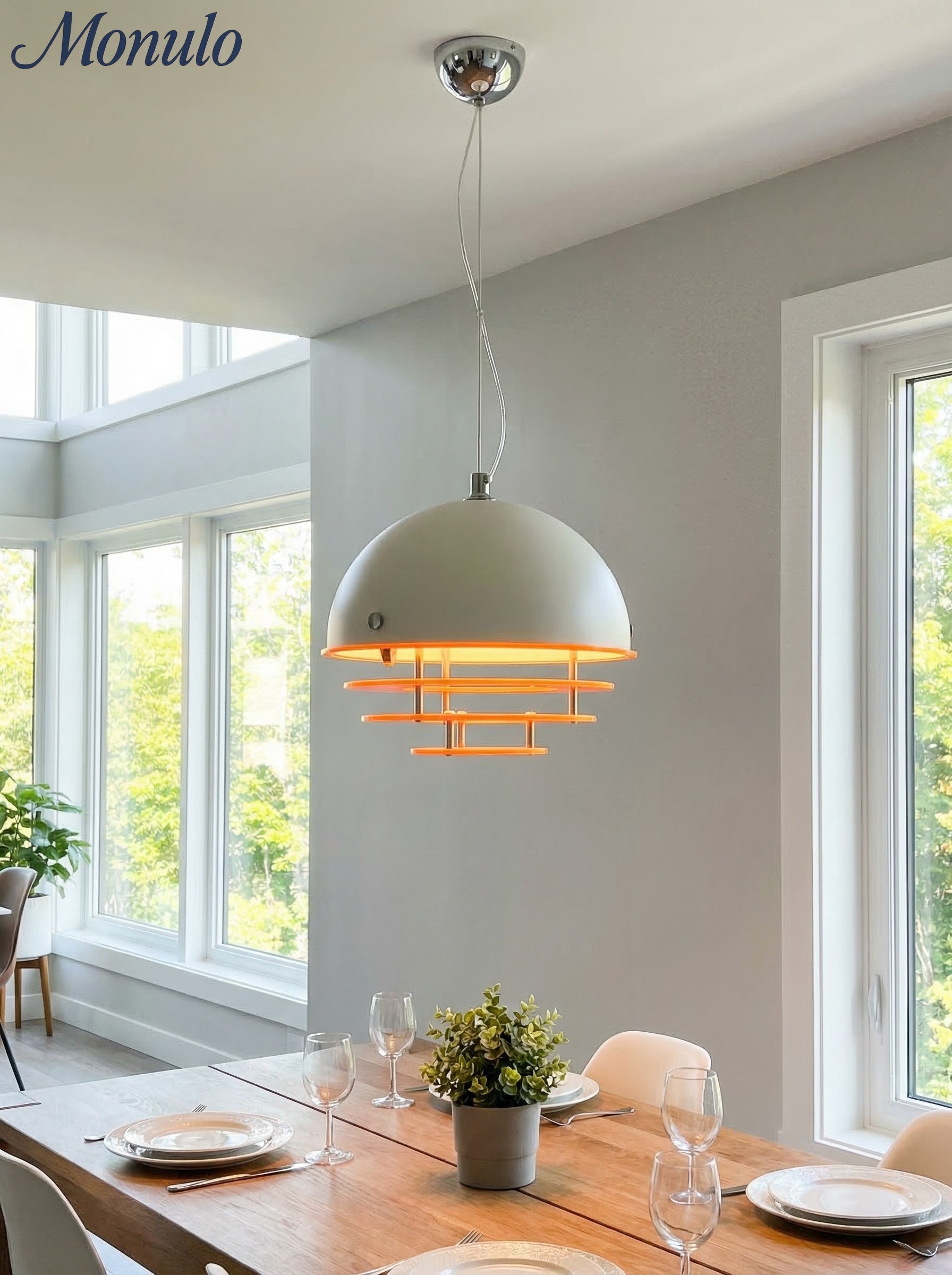 Stijlvolle Hanglamp Bauhaus Design Oranje-Wit Sfeerverlichting voor Moderne Interieurs | Sansoti