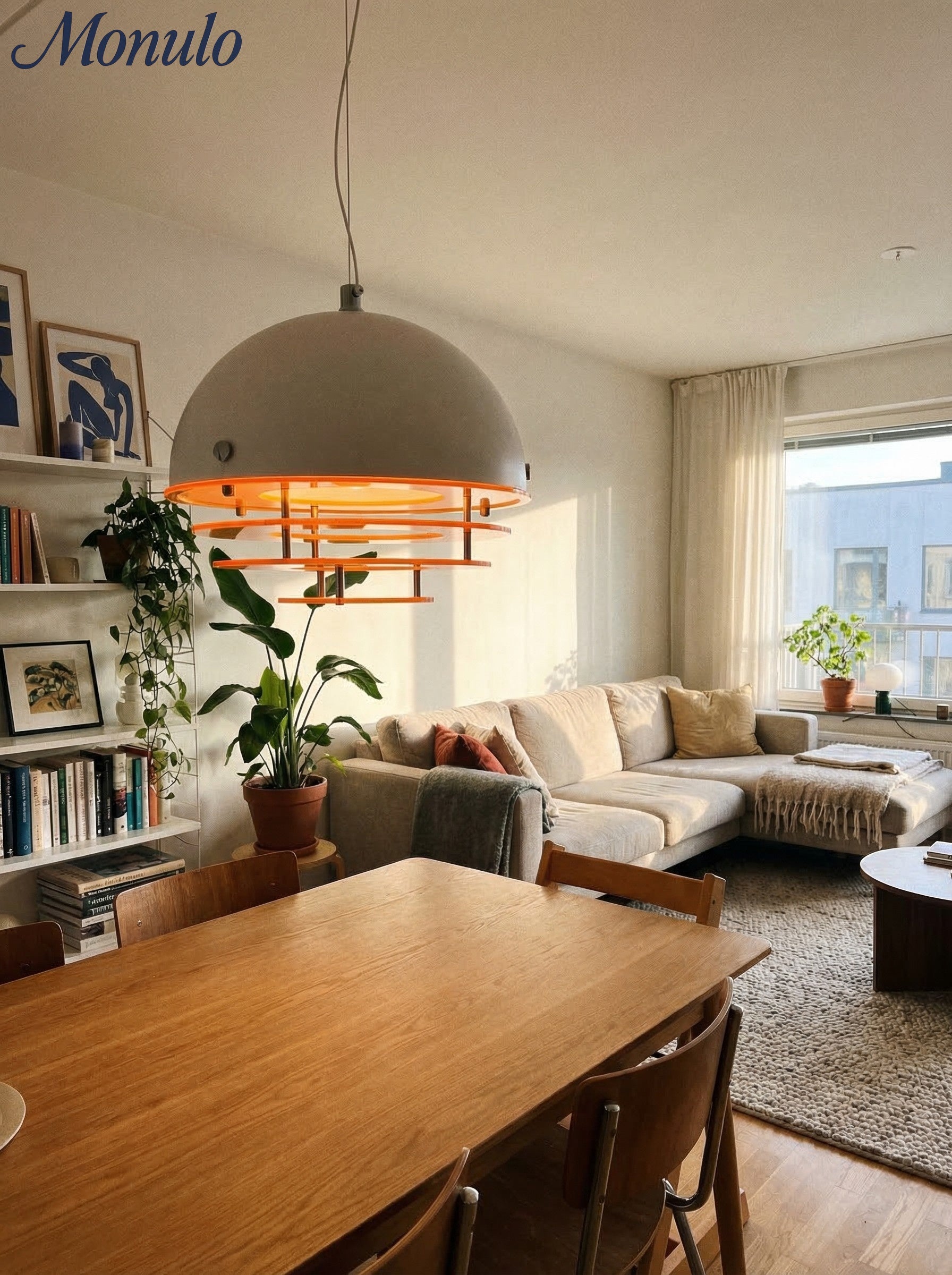 Stijlvolle Hanglamp Bauhaus Design Oranje-Wit Sfeerverlichting voor Moderne Interieurs | Sansoti