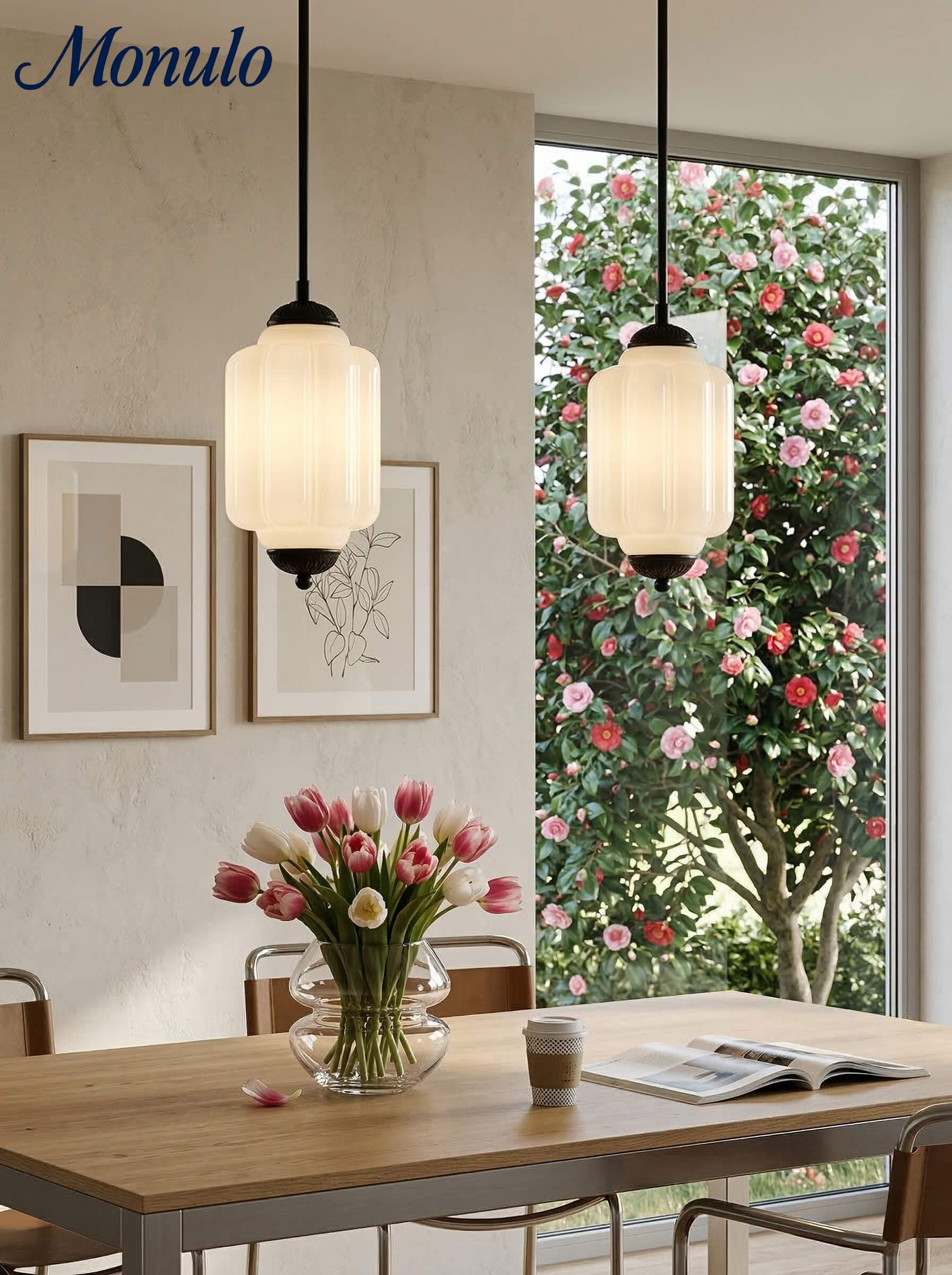 Vintage Glazen Hanglamp met Nostalgische Uitstraling – Verfijnde Verlichting voor Eetkamer en Keuken | Sansoti