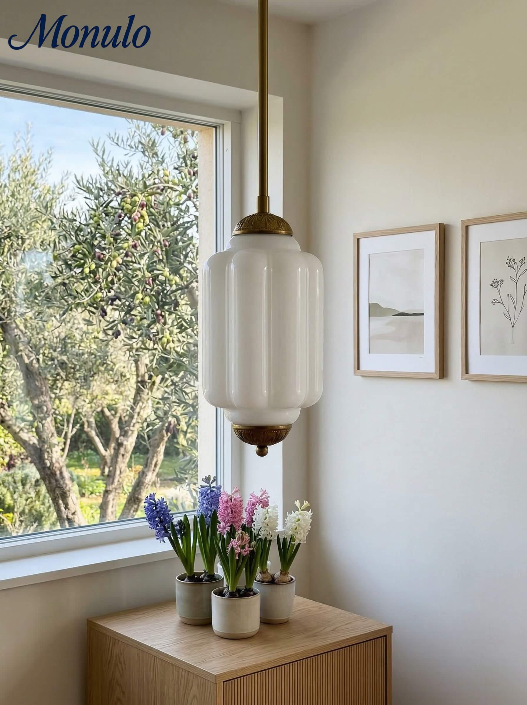 Vintage Glazen Hanglamp met Nostalgische Uitstraling – Verfijnde Verlichting voor Eetkamer en Keuken | Sansoti