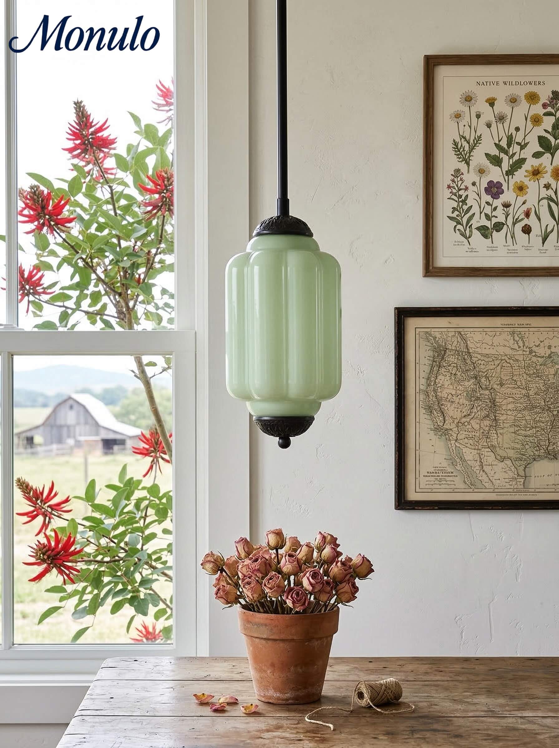 Vintage Glazen Hanglamp met Nostalgische Uitstraling – Verfijnde Verlichting voor Eetkamer en Keuken | Sansoti