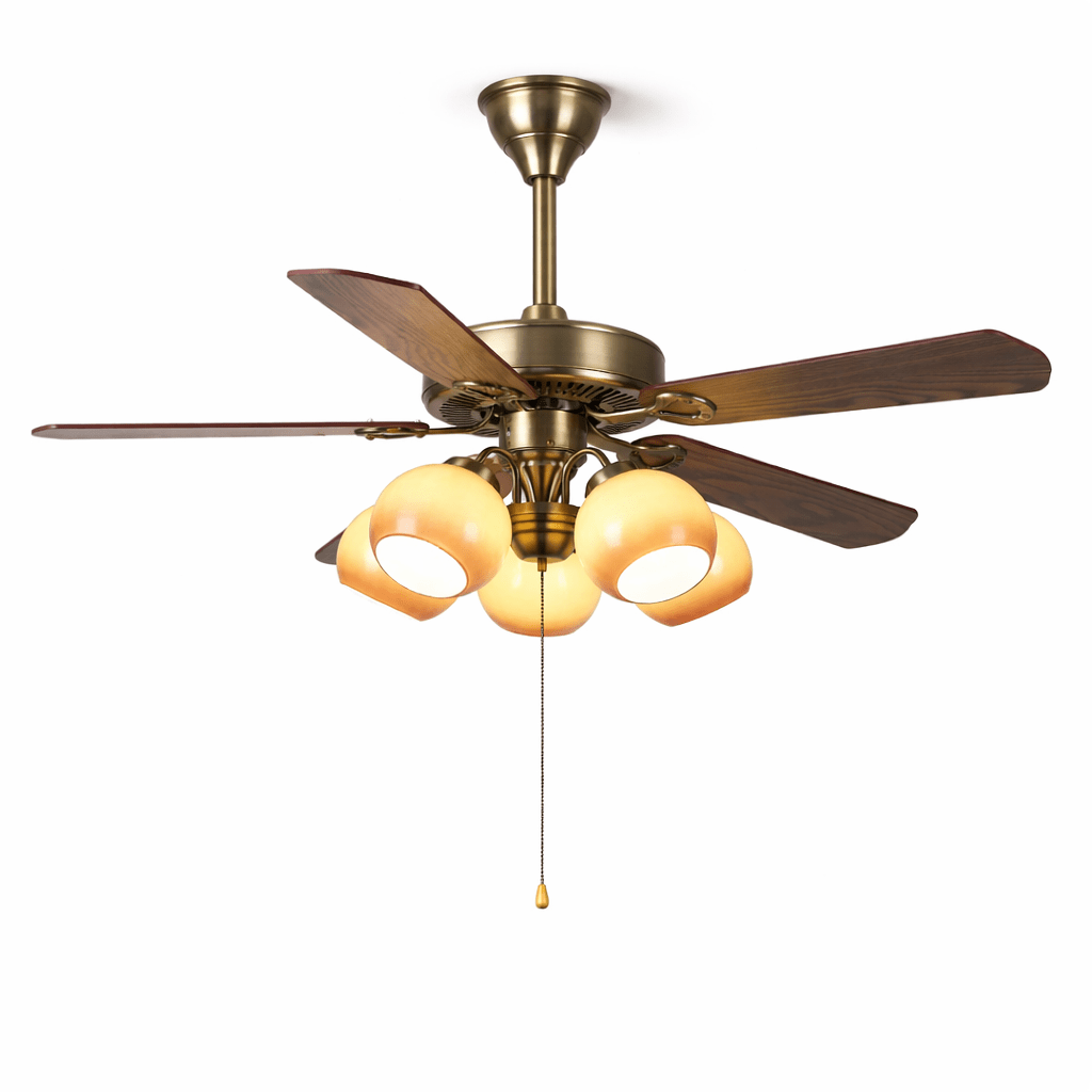 Theodore Vintage Plafondventilator met Verlichting — Retro Design met Dimbare Afstandsbediening | Sansoti
