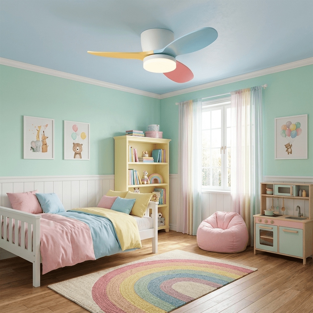 Ceiling Fan Milo with Lighting — Elegant Fan 91cm Modern Design with Remote Control | Sansoti