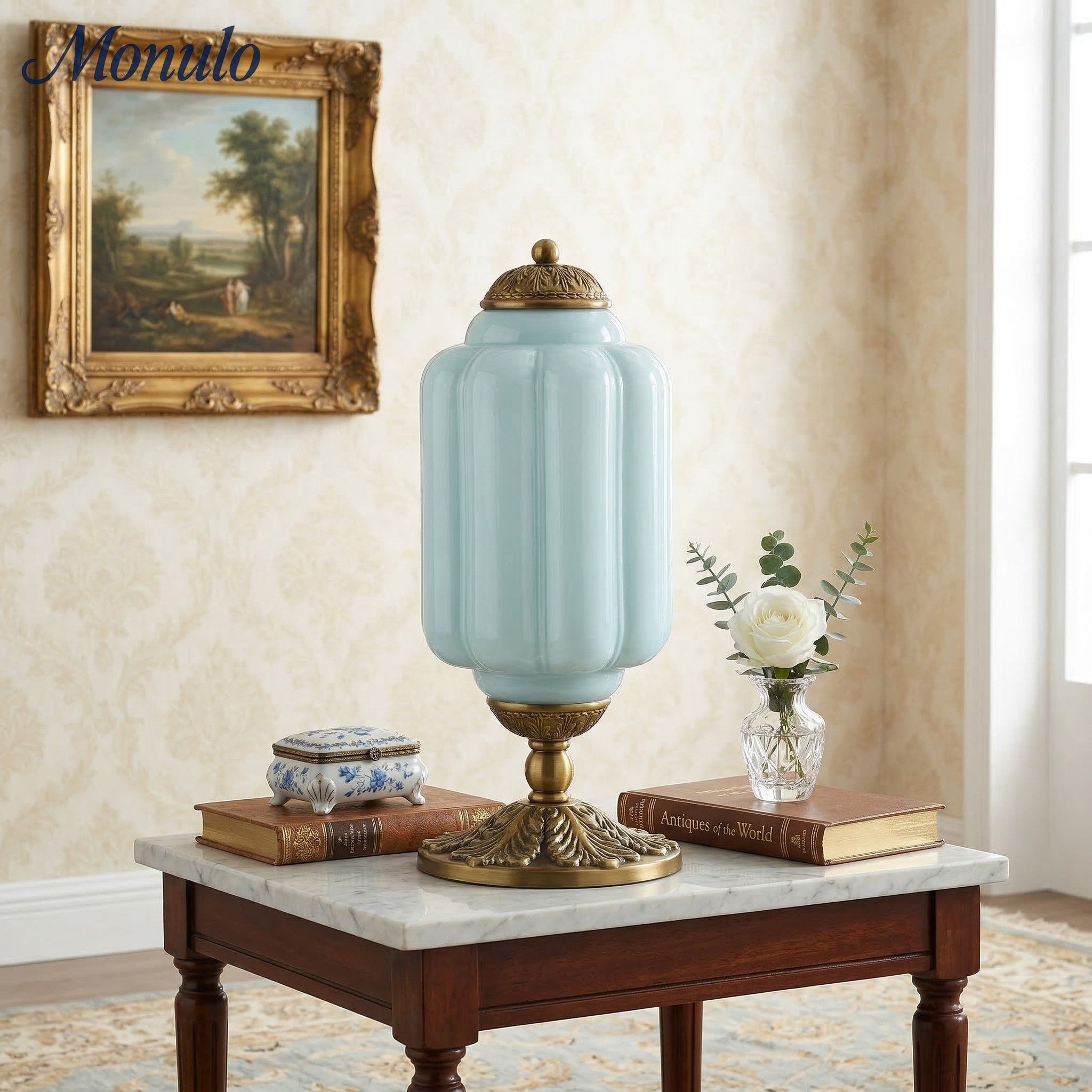 Glazen Tafellamp met Scallop Design Vintage Stijl Slaapkamer Woonkamer Accentverlichting Zwart Messing Matglas | Sansoti