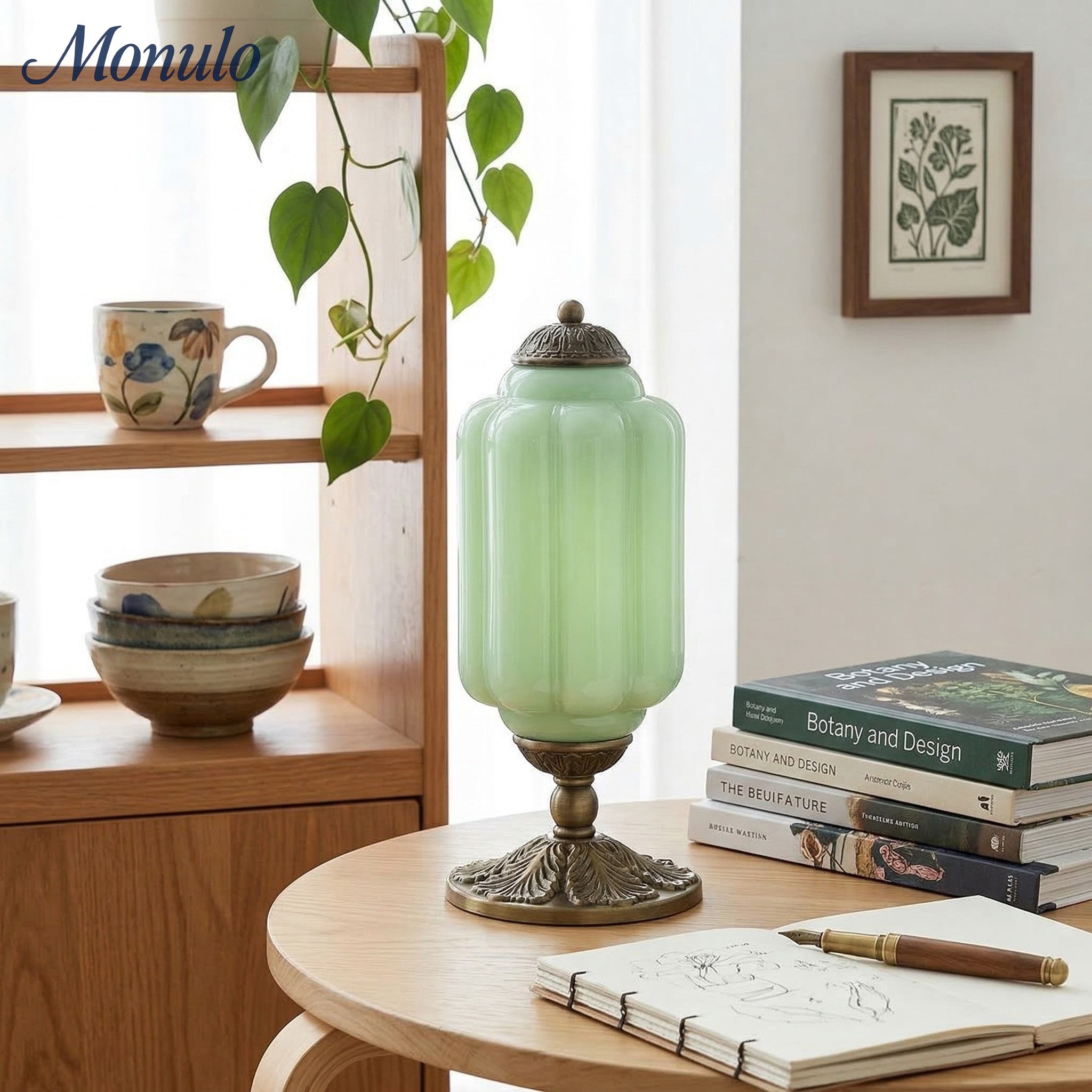 Glazen Tafellamp met Scallop Design Vintage Stijl Slaapkamer Woonkamer Accentverlichting Zwart Messing Matglas | Sansoti